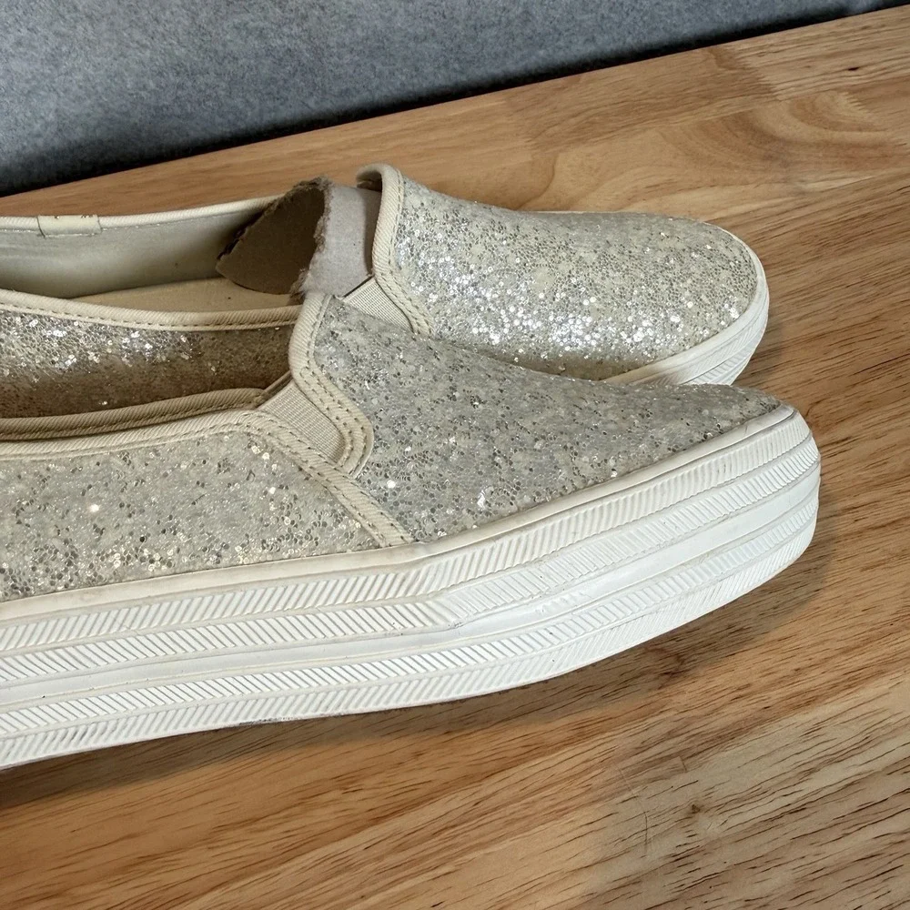 KEDS FOR KATE SPADE New York White Glitter Slip-on Sneaker Sz. 9.5 - Picture 3 of 12